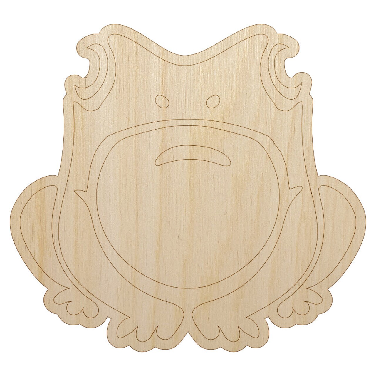 Cute Frog Sitting Unfinished Wood Shape Piece Cutout for DIY Craft Projects